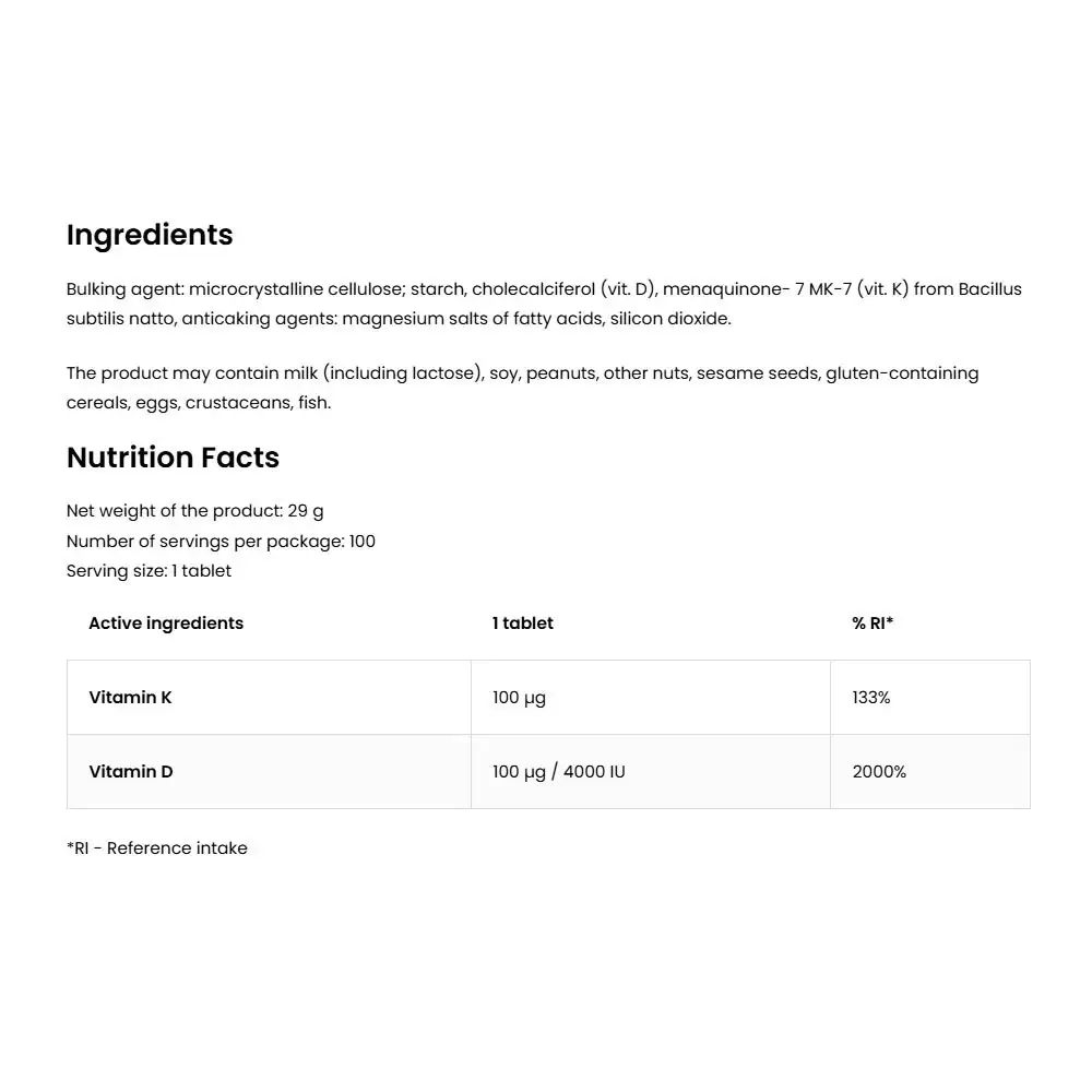 Vitamin D3 4000 + K2 – 100 tabletter - Bild 2