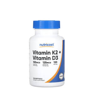 Nutricost Vitamin K2 (MK7) (100 mcg) + Vitamin D3 (5000 IU) (120 Softgels) - Nuvalia